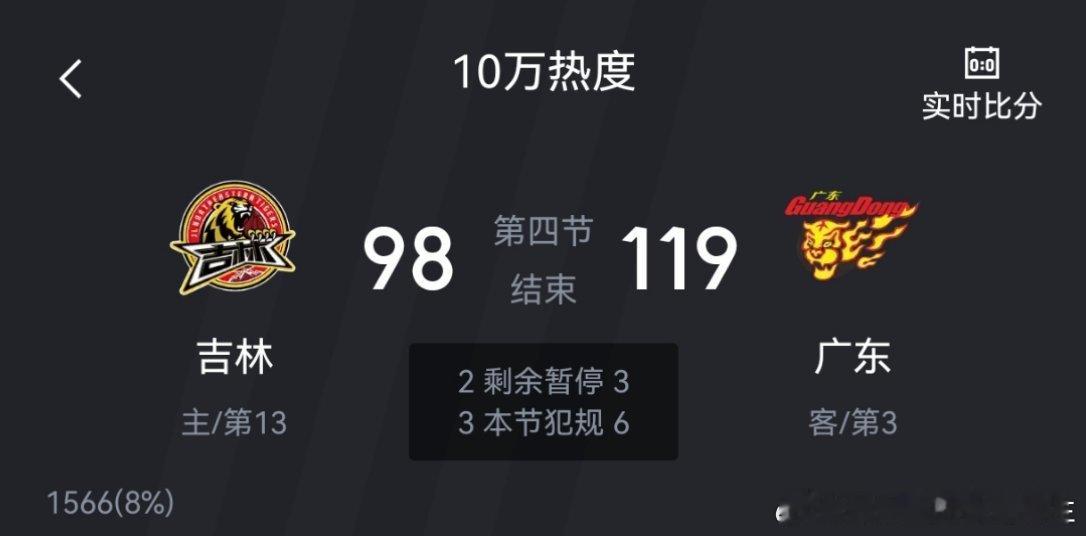 广东赢了吉林21分，今天都投篮准 