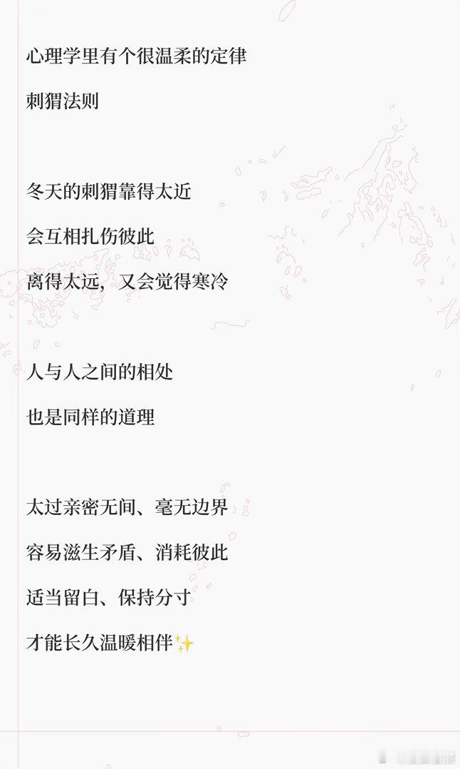 真正的顶级友谊这种分寸感 刺猬法则🦔再好的关系，也需要留白和距离🌿刺猬法则强