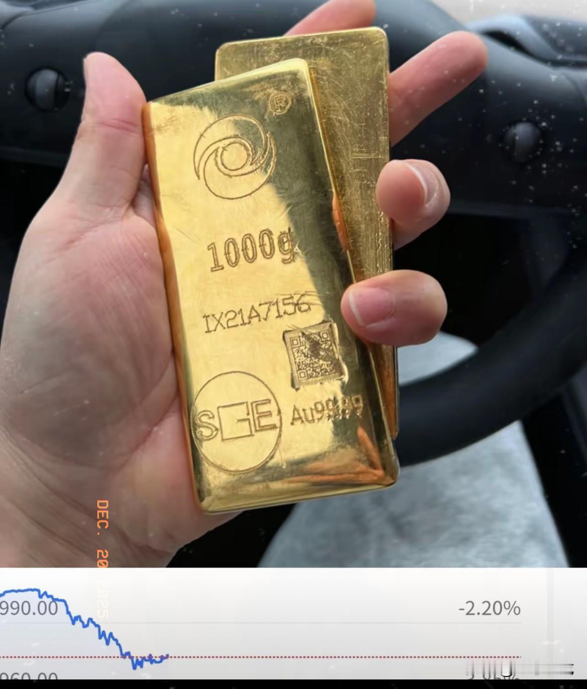 昨晚黄金彻底杀疯了！
974元/克的高位直接断崖暴跌，
一夜狂跌好几百，所有人都