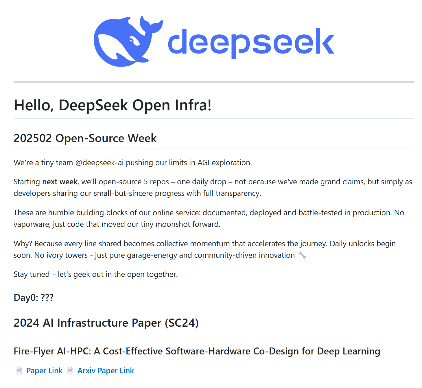 上次deepseek预告下周要搞个开源周后，已经建了一个github库：gith