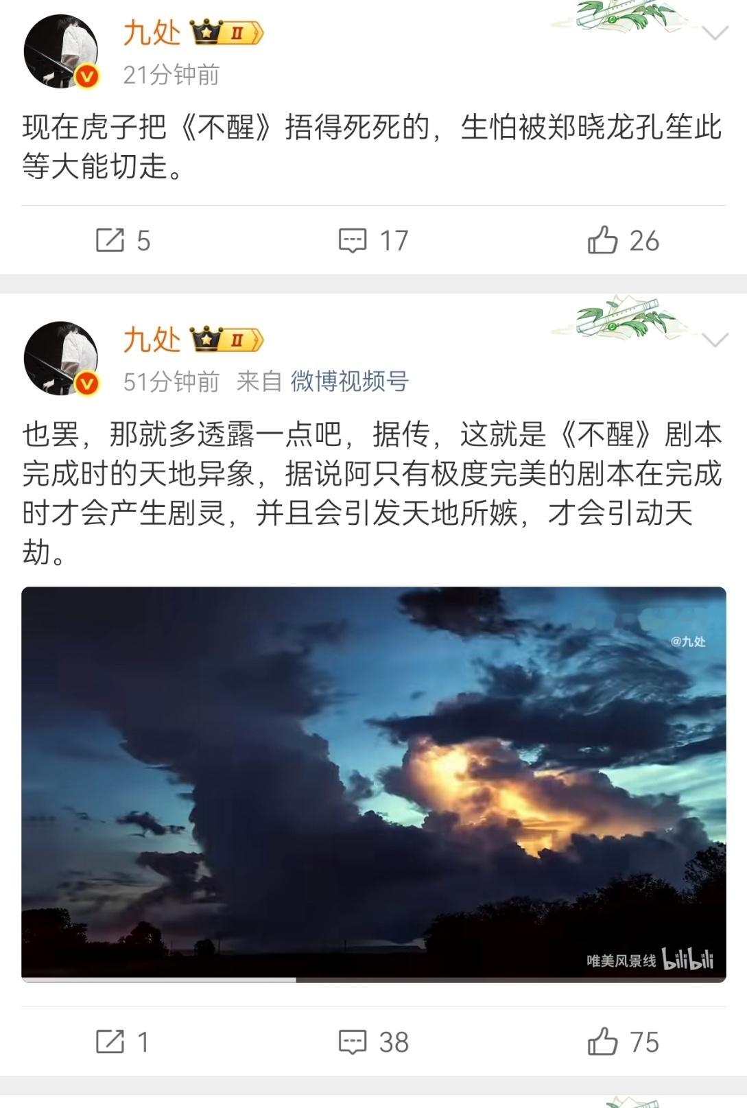 真要被这个九处笑死了 这个不醒的剧本到底啥样啊 能这么惊天地泣鬼神的 