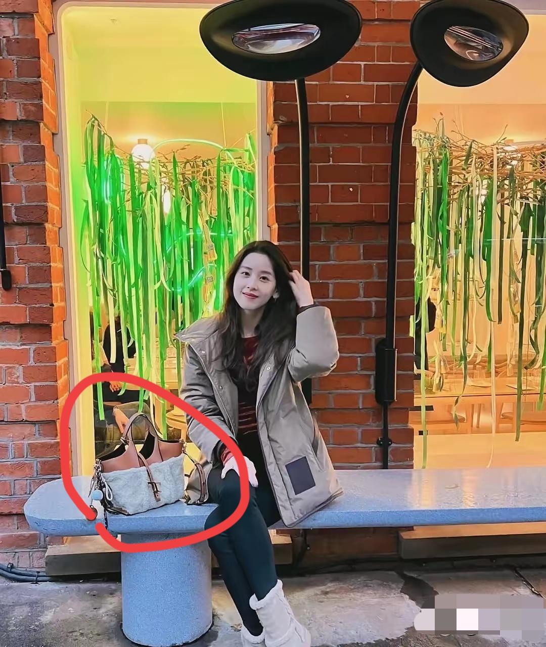 章泽天这个包包至少100元要的吧