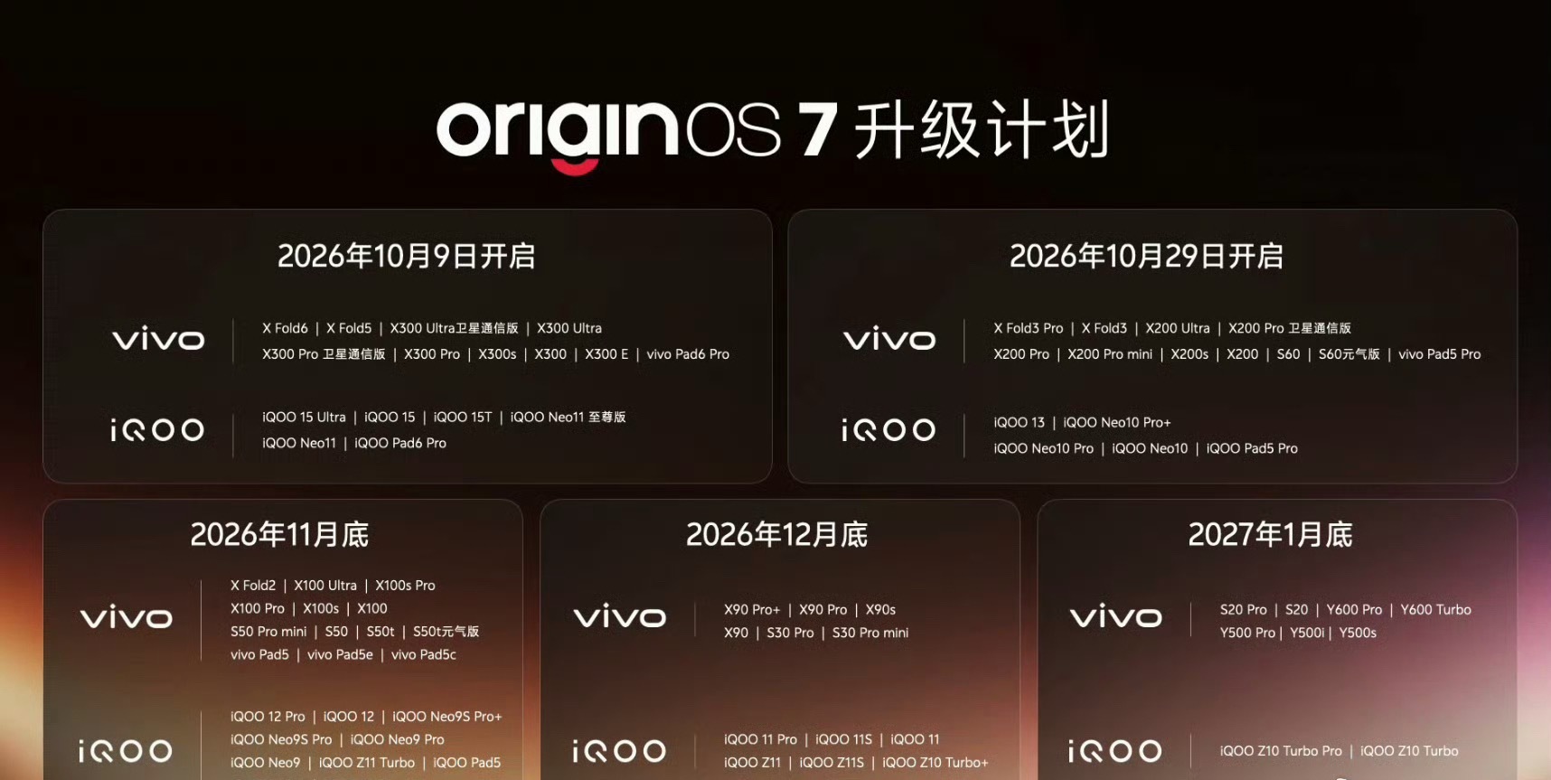 Origin OS 7正式发布了，新特性和升级计划如图，快点开看看～ ​​​