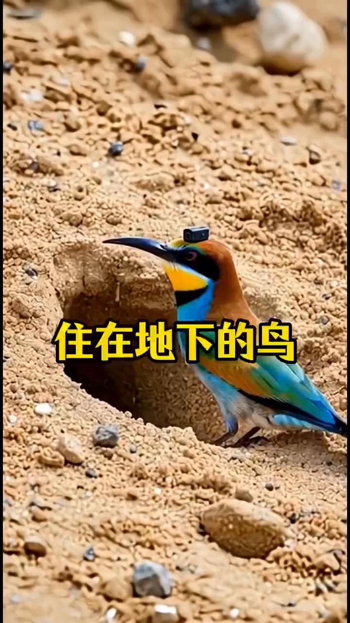 住在地下的鸟。
注意看，老外在这只五彩斑斓的鸟身上放置了一个摄像头，准备来看一下