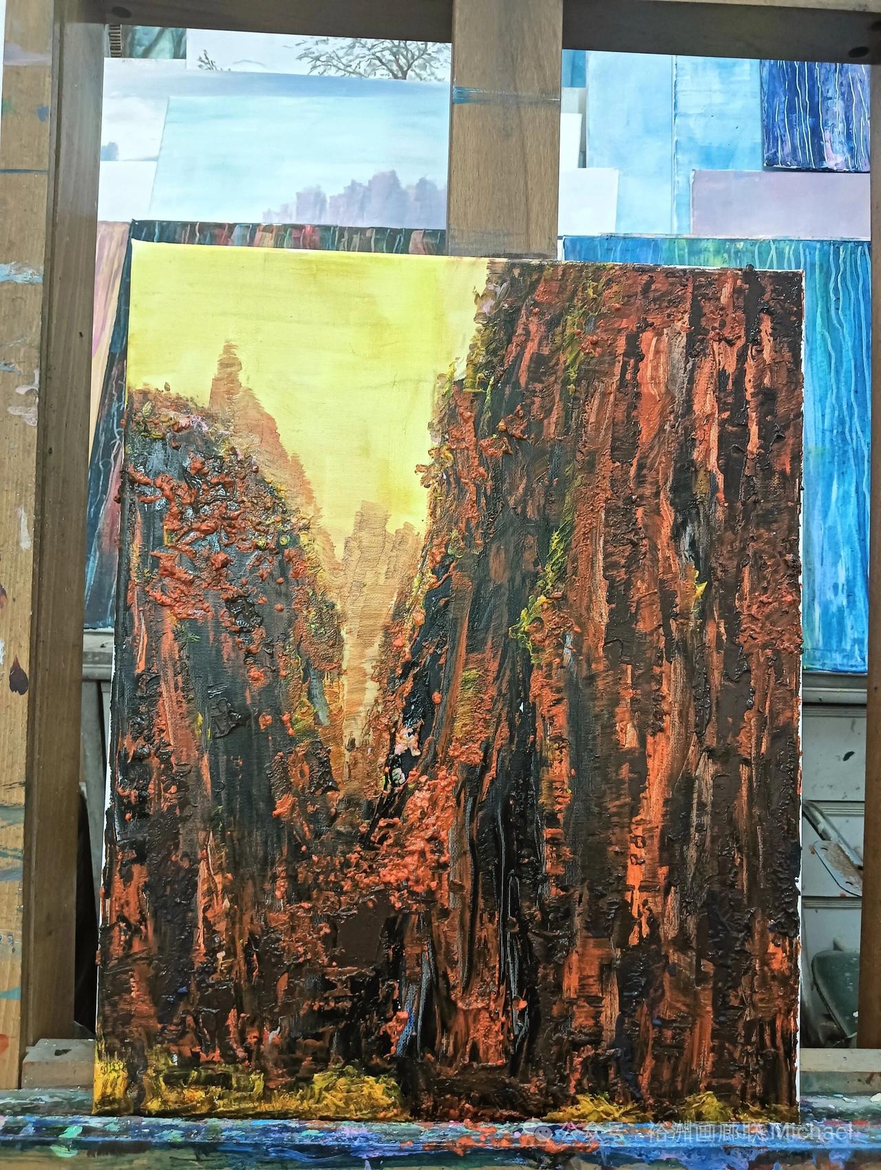 蔡刚‌近期的意象油彩《念奴娇·丹霞立秋》‌欣赏