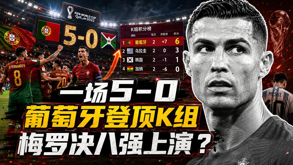 一场5-0，让世界杯K组生变：葡萄牙登顶，梅罗决，有望在八强上演
2026美加墨