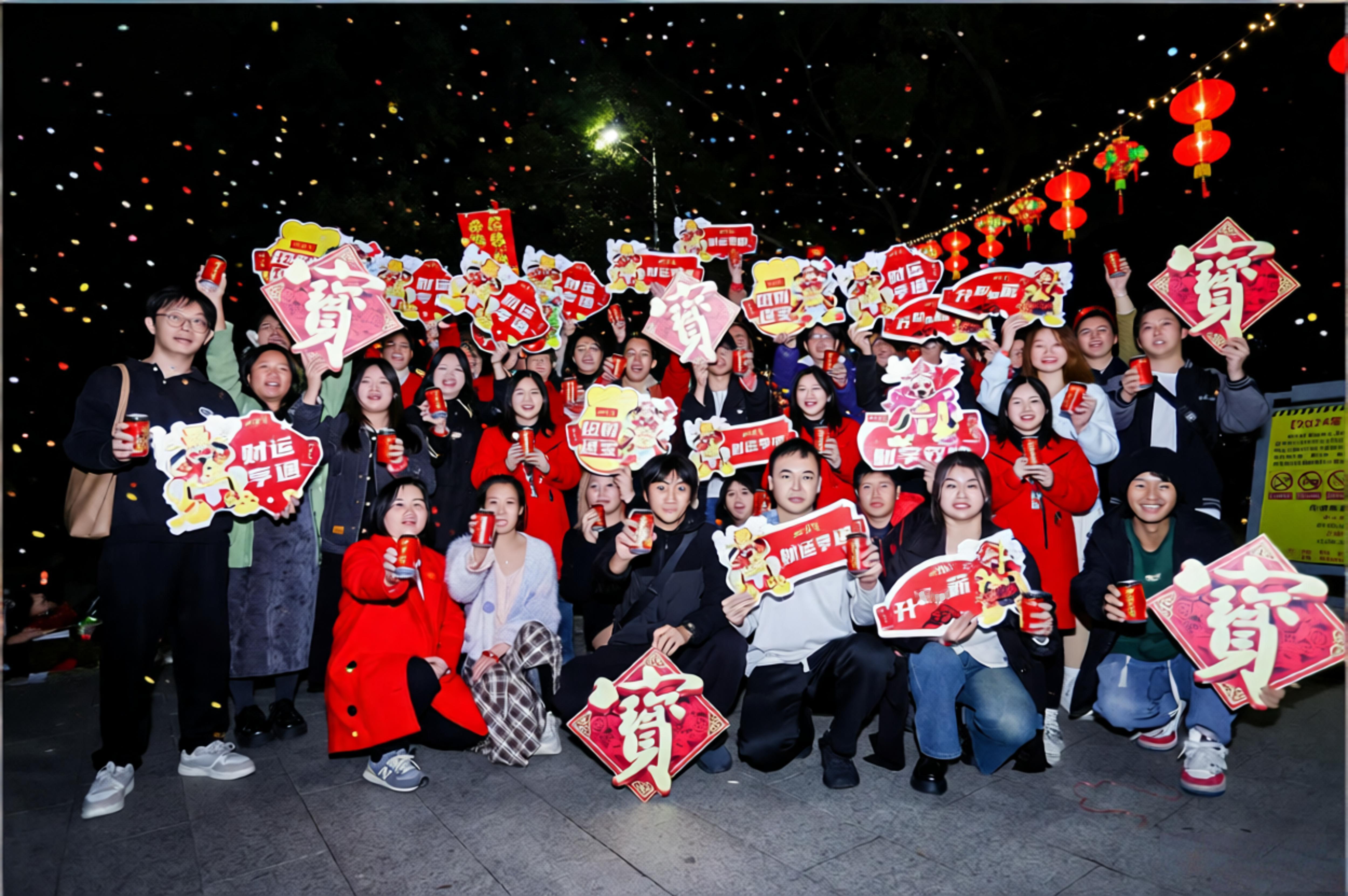 谁在广州塔把跨年玩成 “财运派对”！加多宝财神天团带着路人跳 “招财舞”，碰罐后