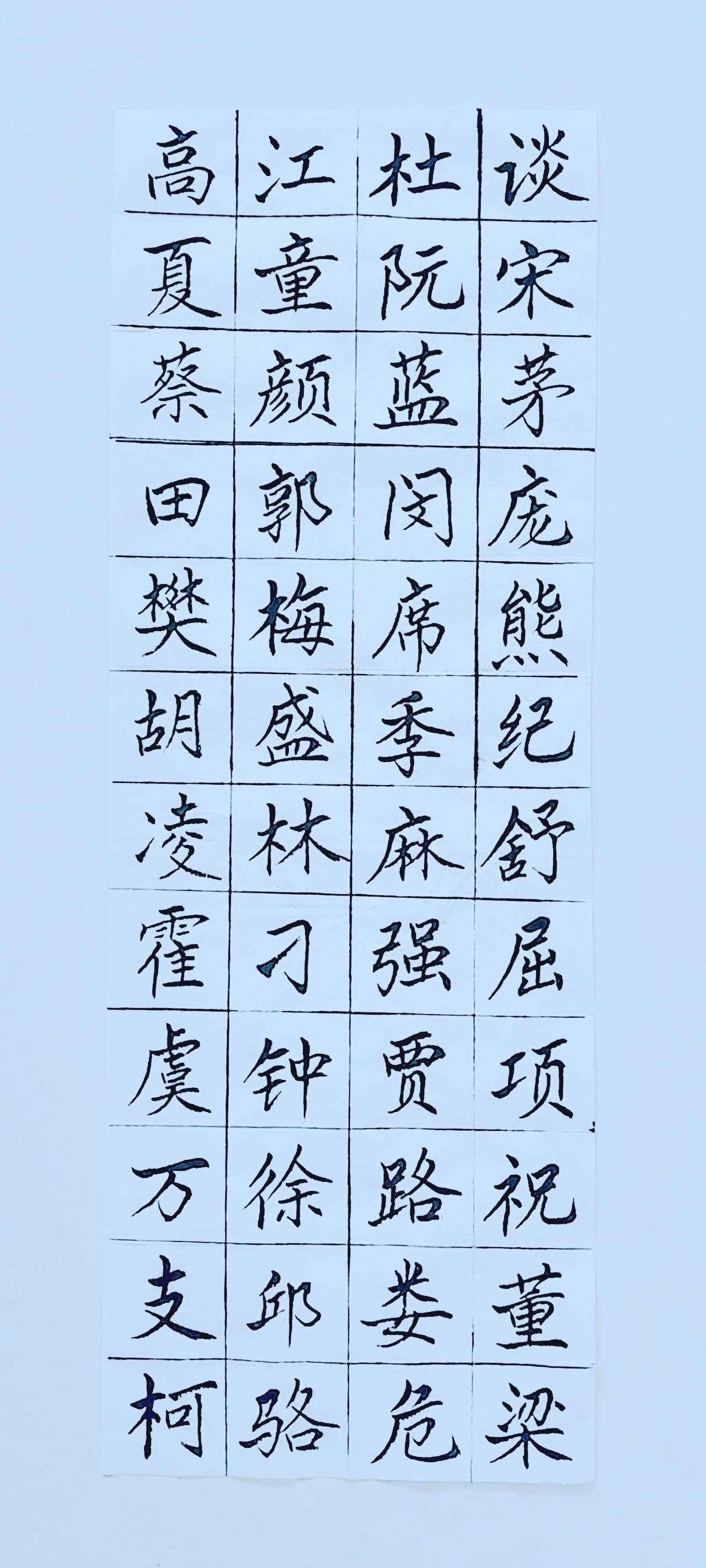 第六十九天《百家姓》（4）正楷毛笔练习