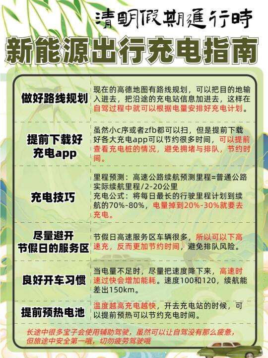 清明踏青码住这篇｜电车自驾保障攻略🔋