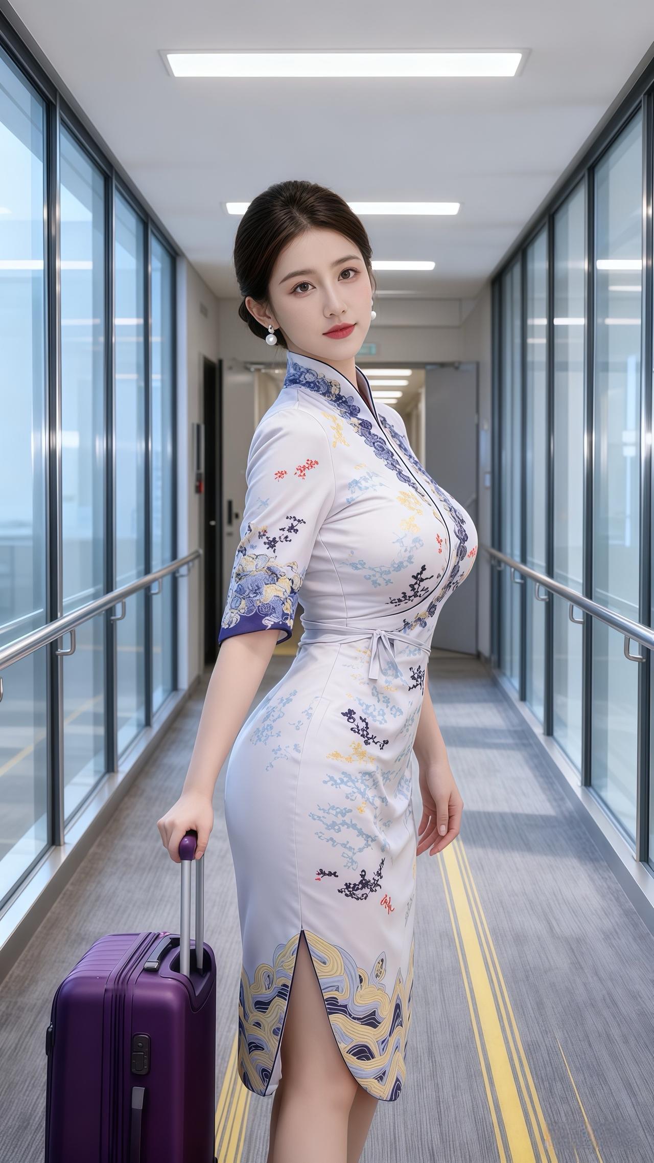 空姐下班的样子，和上班时那精致优雅的形象简直判若两人。上班时，她们妆容精致、制服