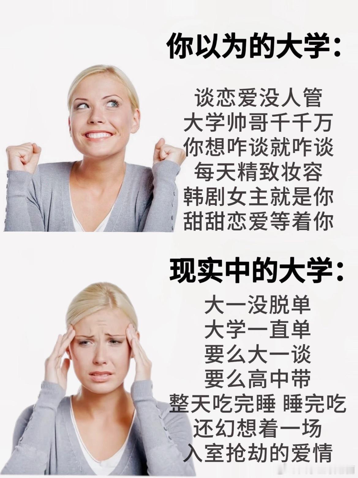 你以为的大学VS现实中的大学 