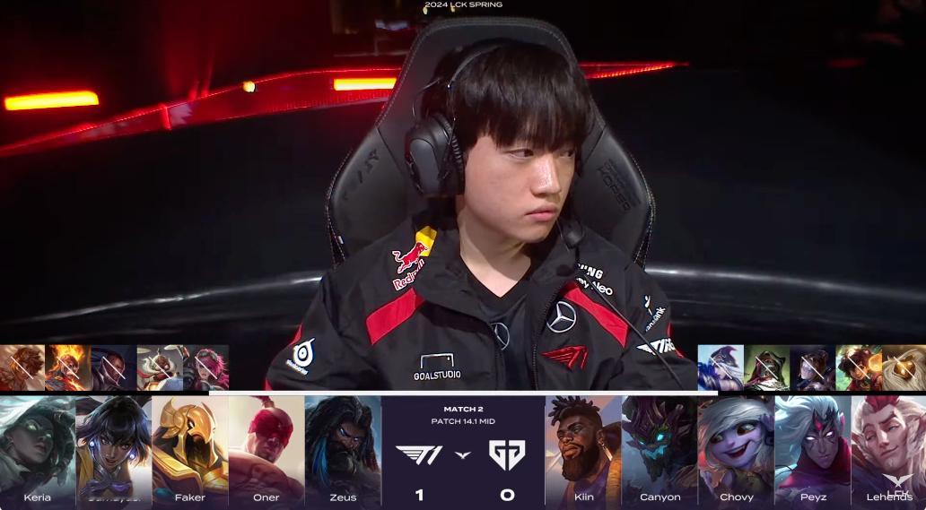 GEN vs T1 | 2024 年 LCK 春季赛第二局阵容如下： Faker
