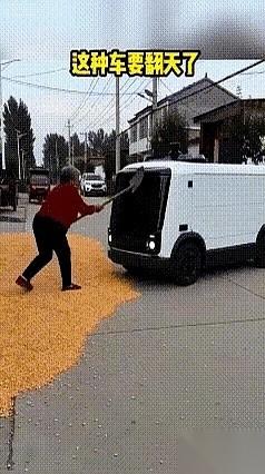 那辆白色的无人驾驶车，就这么直直地停在了村口。
车灯一闪一闪，像个眨巴眼的铁皮盒