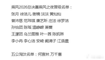 浪姐7总决赛名单浪姐决赛名单 浪姐7总决赛名单：张月 徐洁儿 谢楠 淡淡 黄灿灿