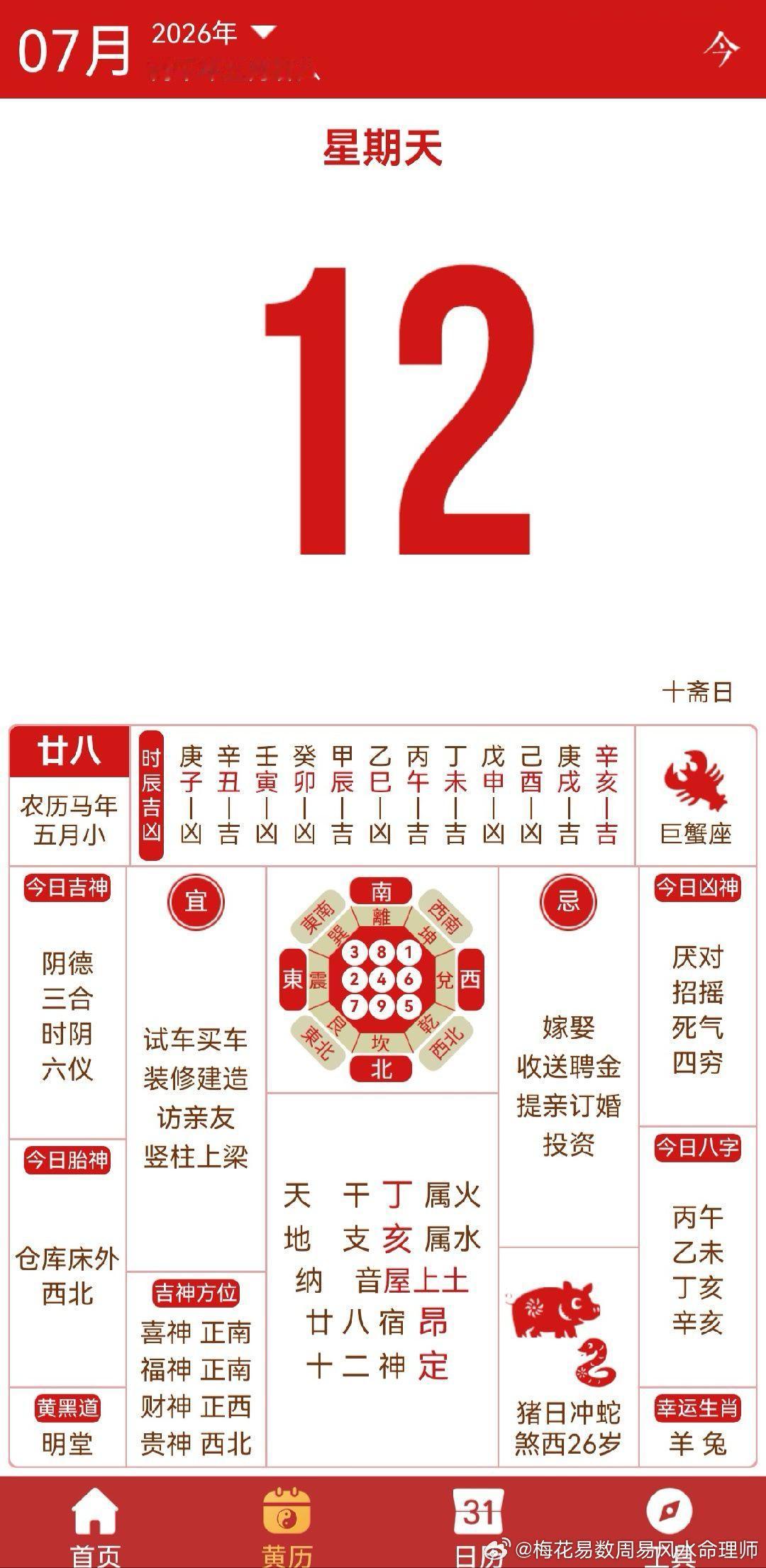择日:买车、装修、建造、上梁。 