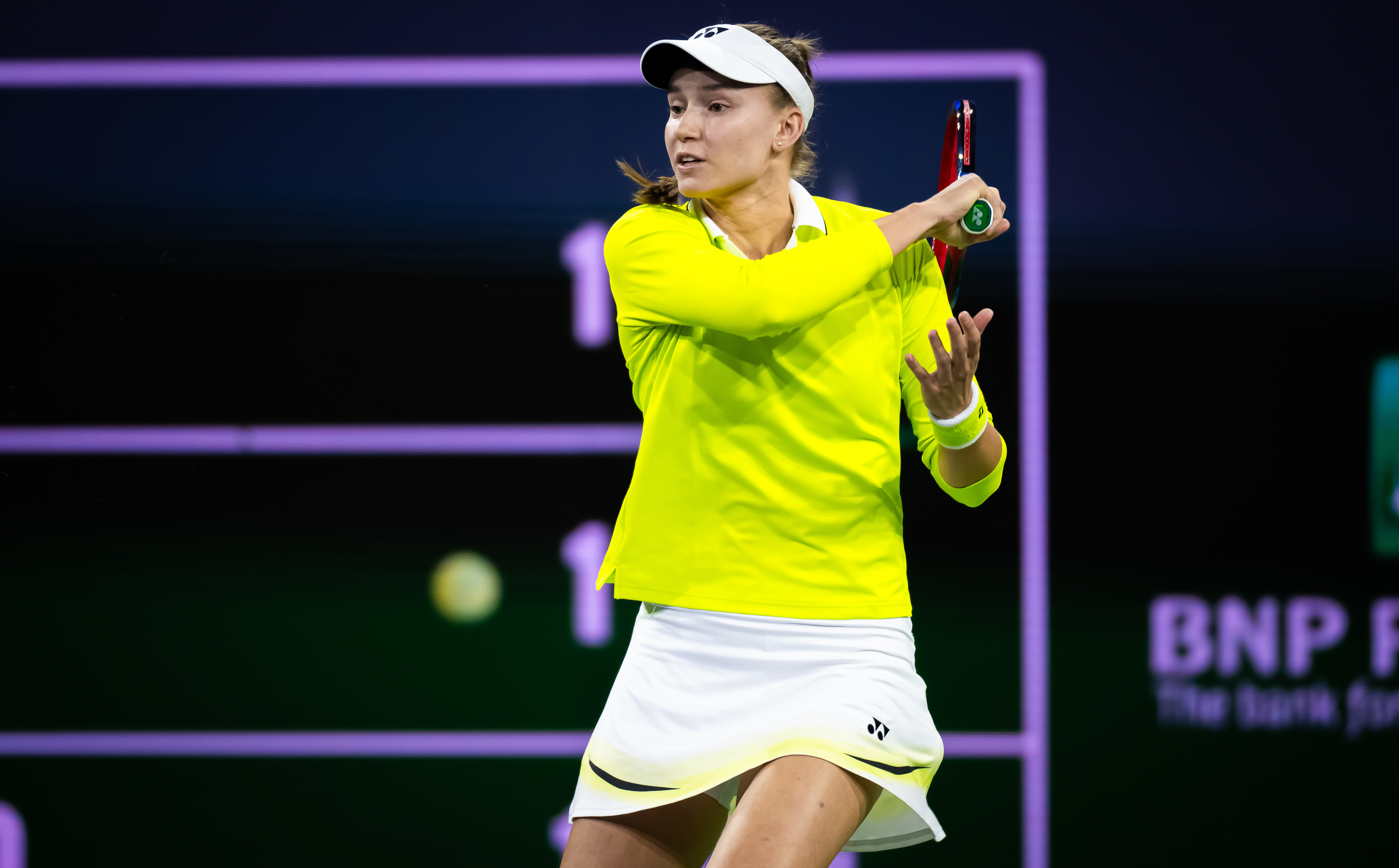 WTA1000印第安维尔斯站第三轮，前赛会冠军、3号种子莱巴金娜以两个6-4击败