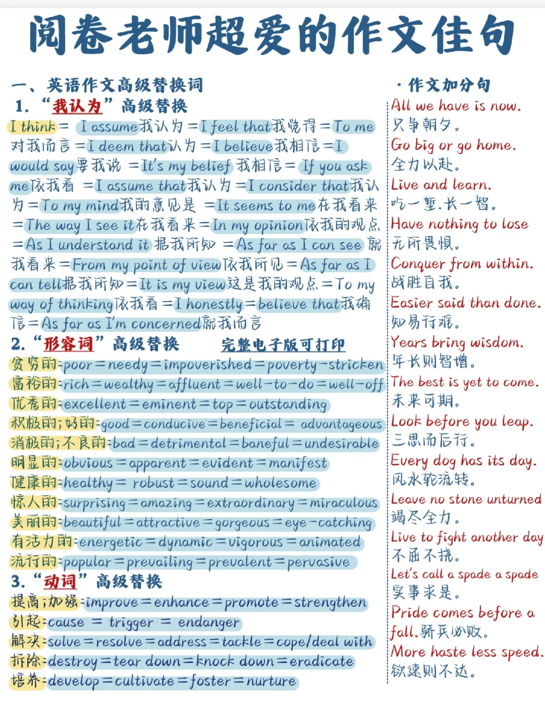 阅卷老师超爱的作文佳句！