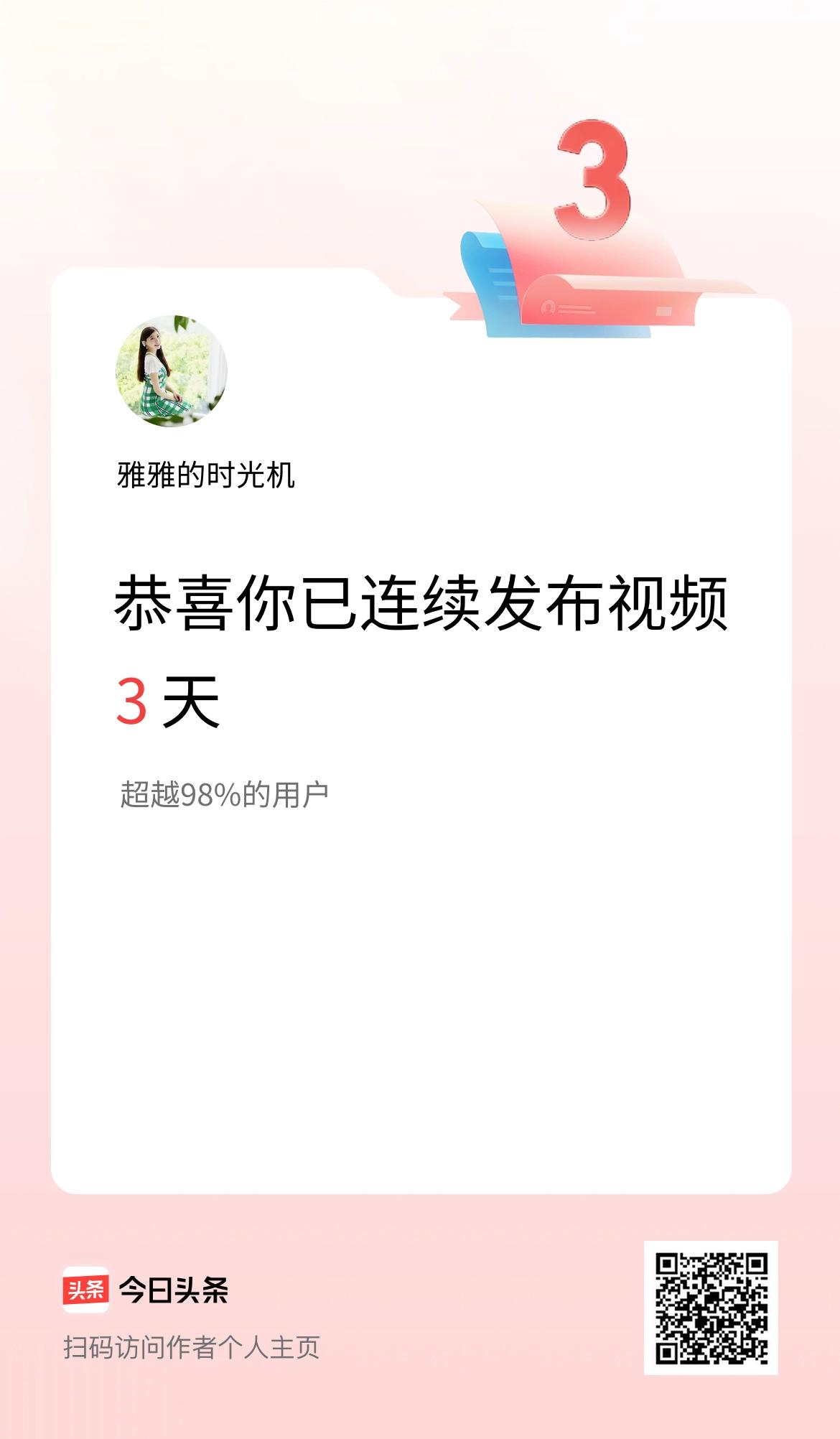 我在头条连续视频投稿3天