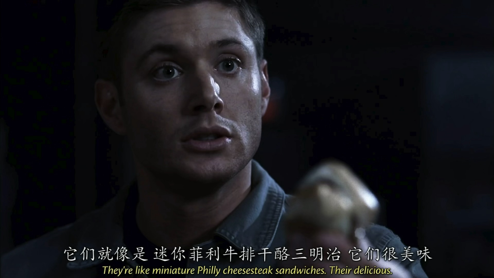 小猪的脸蛋很软 眼睛很圆 睫毛很卷 他很饿 三明治很美味 很想和小狗一起吃 