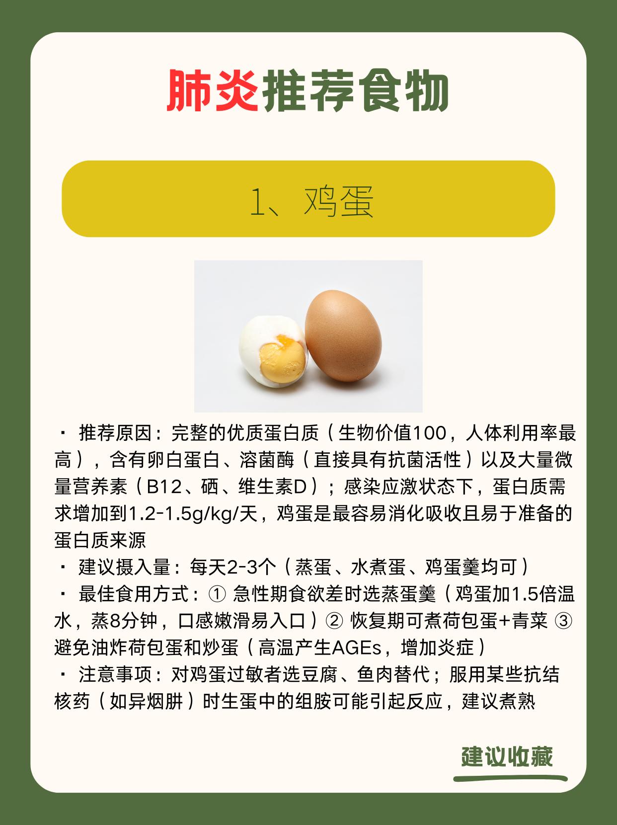 适合肺炎的8类食物
肺炎的营养支持是一个被严重低估的康复加速器。
感染状态下，静