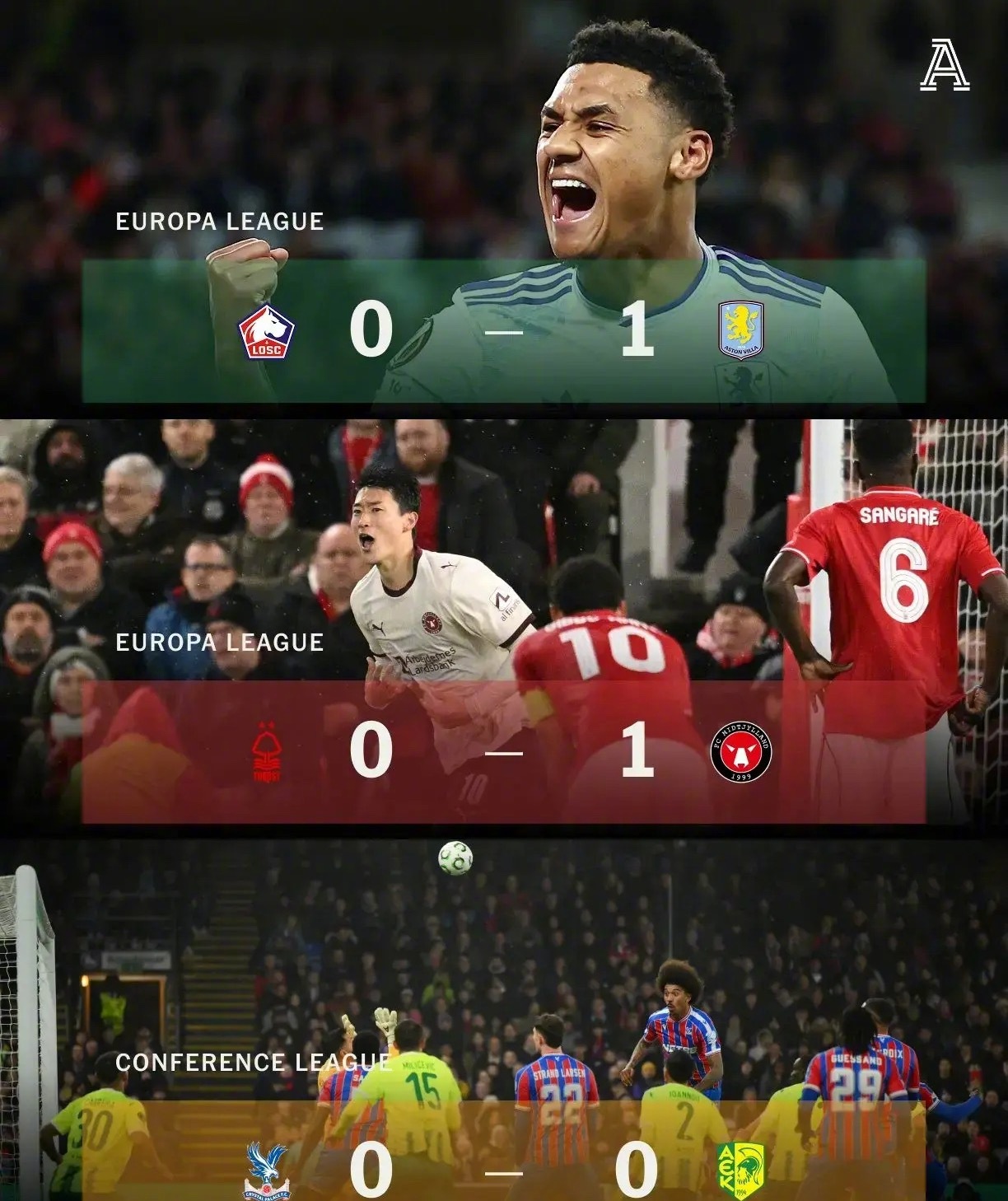 欧联杯与欧协联比赛日战罢，英超球队延续欧冠颓势，本周欧战交出惨淡答卷——9队出战