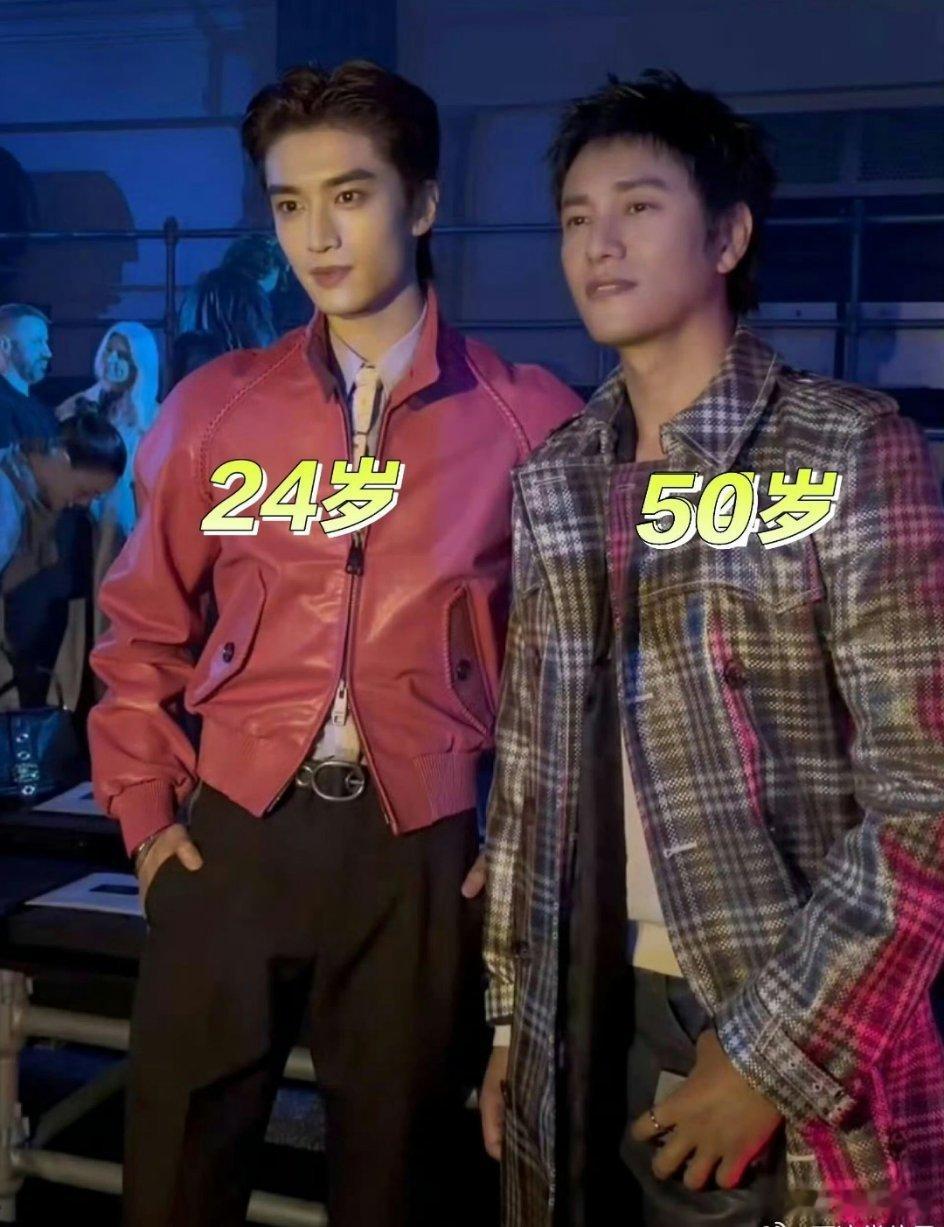 50岁的陈坤24岁的张康乐张康乐这个化妆师真的很难评！张康乐本身就是偏浓颜的，一