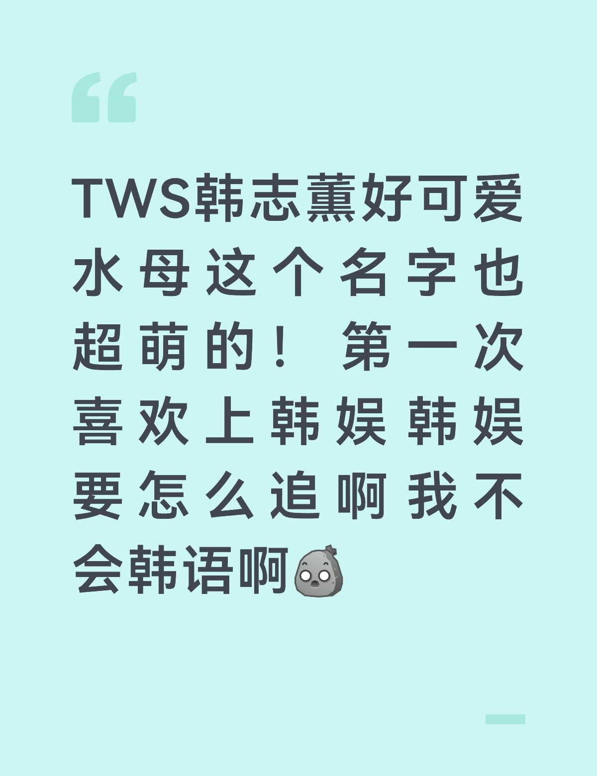韩志薫还是熏
TWS咋追啊 求支招求安利!
没追过韩娱 我不会韩语咋办啊 先学来