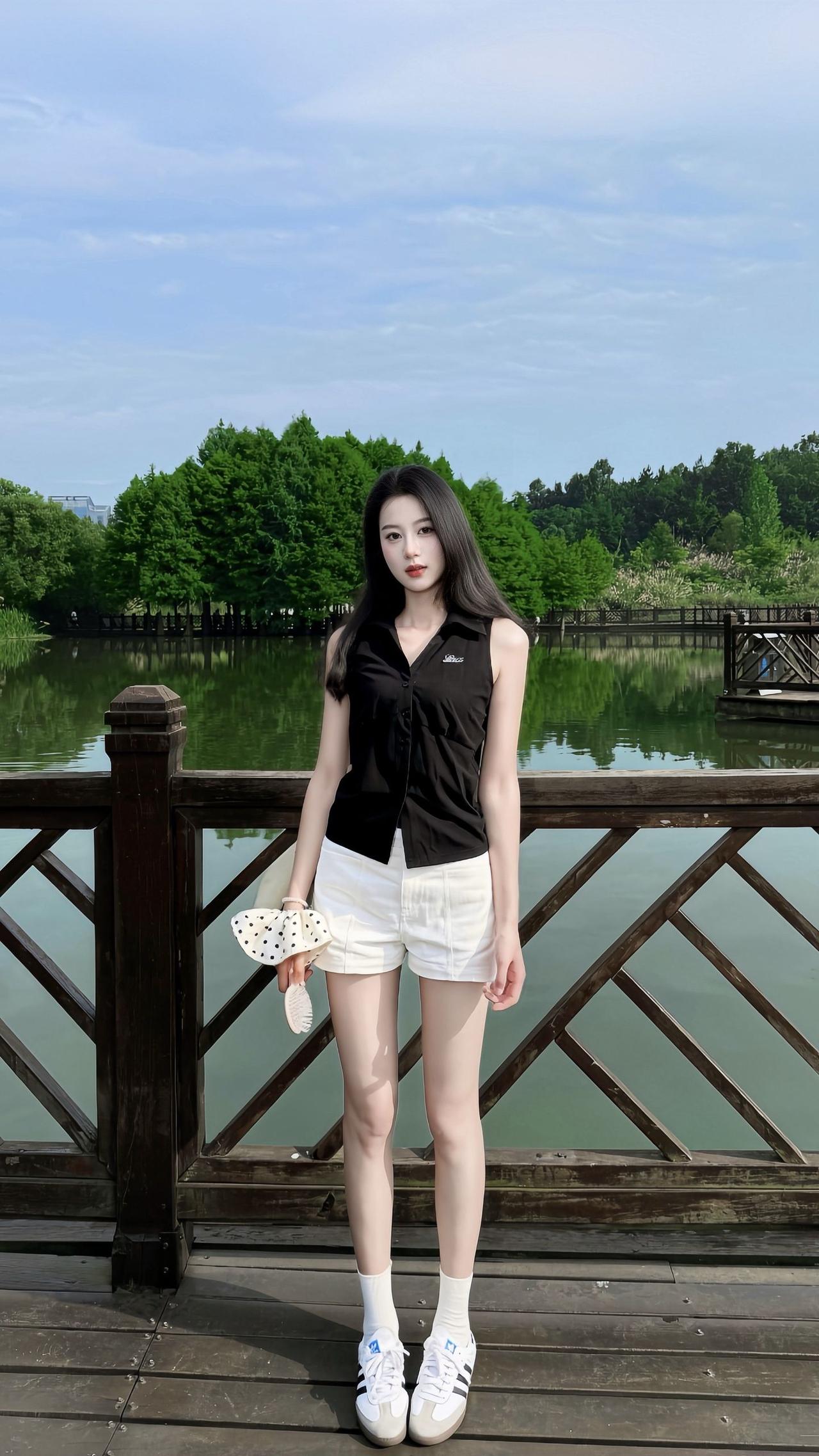 女人怎样穿搭，更显气质趁着天气晴朗，来郊外的湖边走走散心。满眼鲜活的绿意治愈感拉