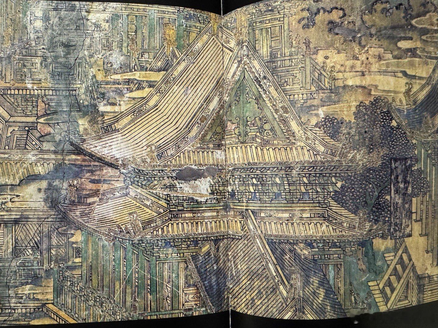 山西繁峙岩山寺文殊殿壁画。该壁画完成于金大定七年（1167），描绘了佛教的一些经