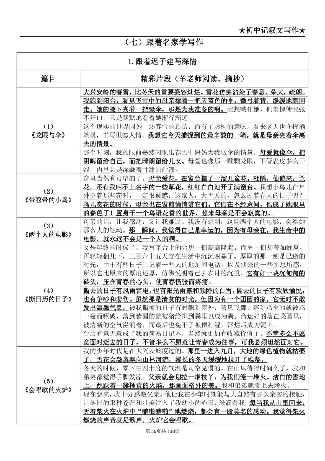 想提升文笔，跟着迟子建写深情吧！！