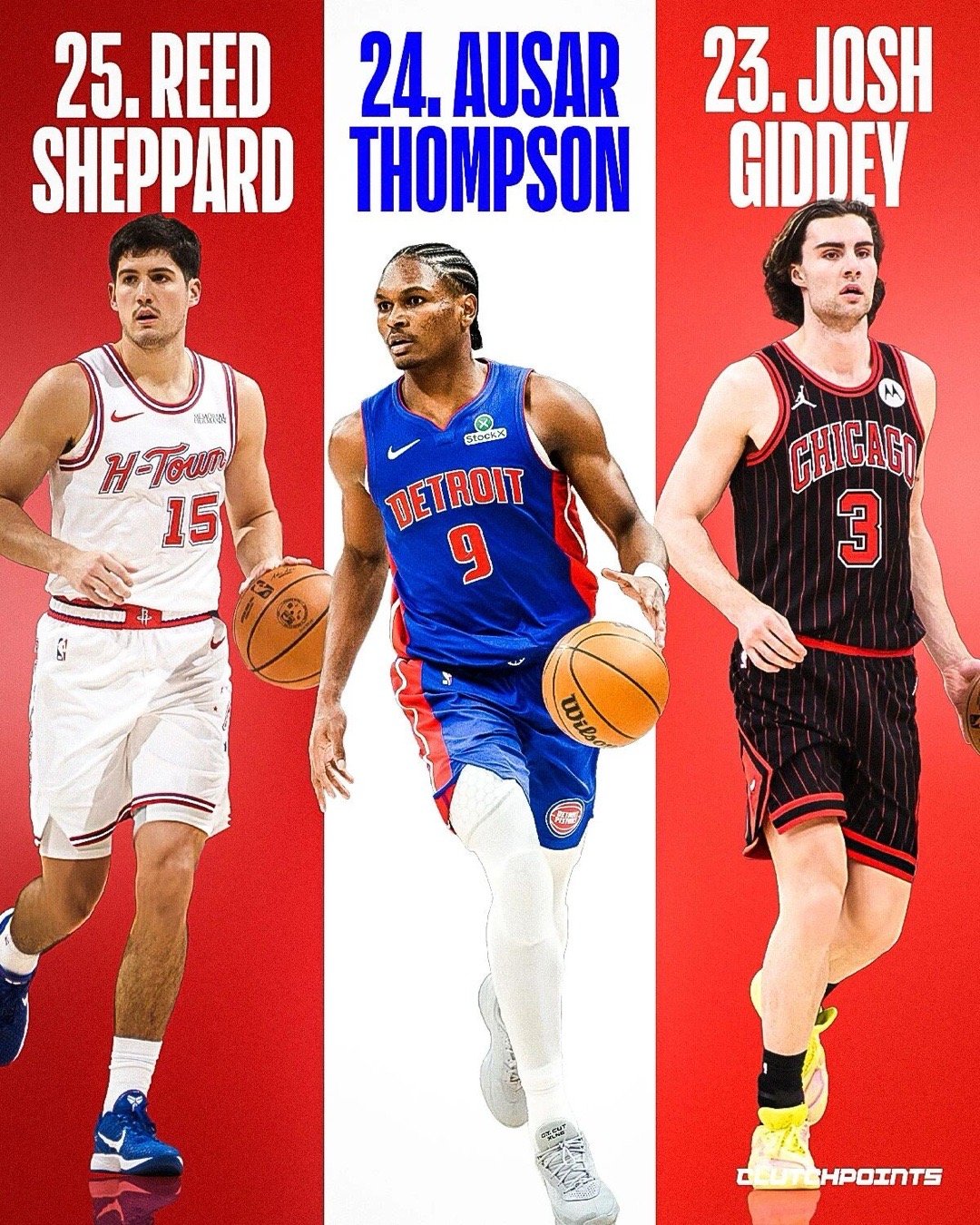 ESPN盘点联盟25岁以下的前25名球员，谁高谁低了？Images via cl