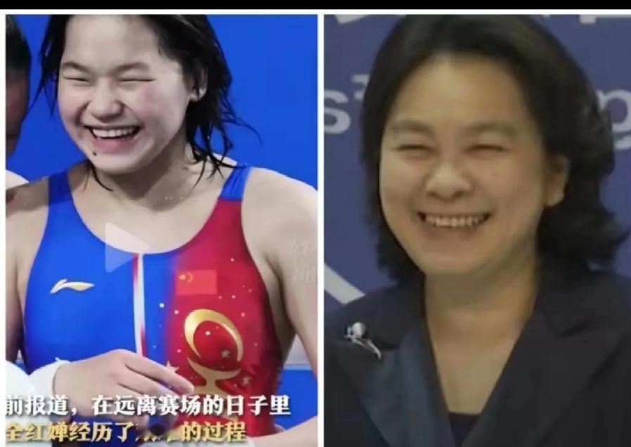 全红婵夺冠后的笑容火了！居然和华春莹撞了同款，这相似度也太绝了吧！
 
全妹在家