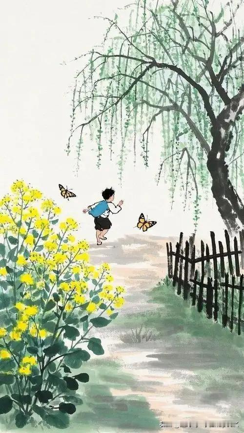 《晓露看花》
——南宋·韩淲
乘露看花过小园，
海棠明润转芳鲜。
无人伴我寻诗立