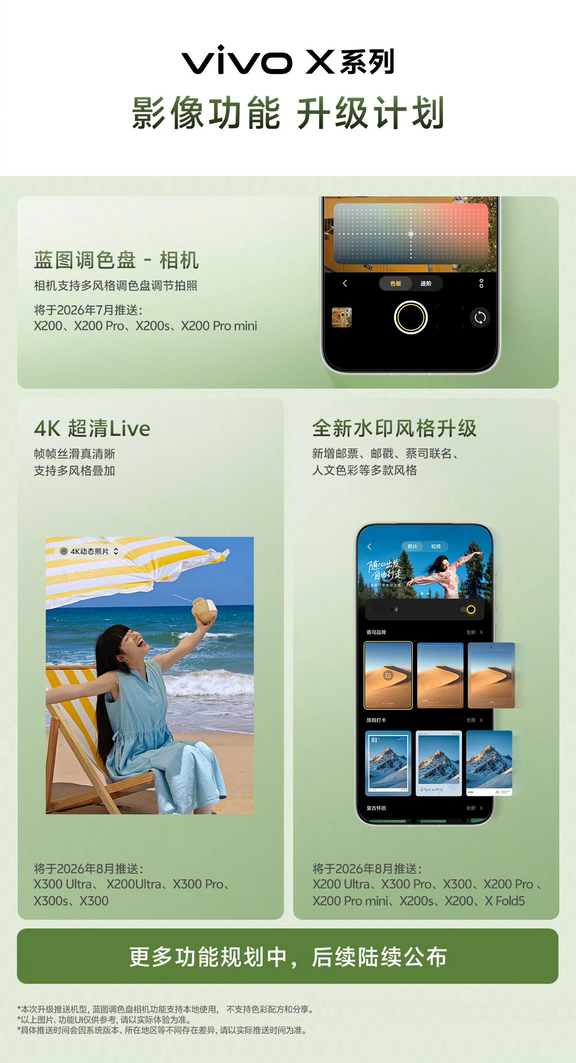 vivo X300系列和X20UItra 的4K 超清Live也提上日程了，这个