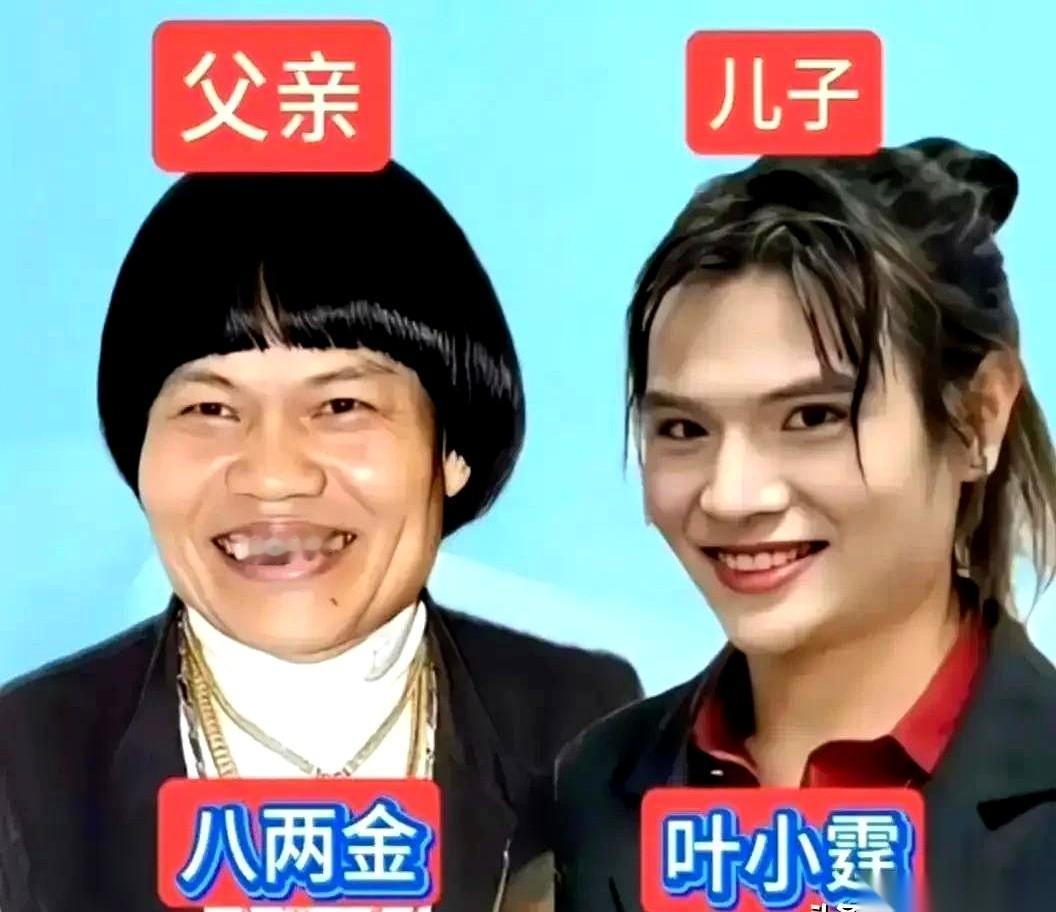 娱乐圈有些儿子的出生，就像是开盲盒。
八两金的儿子叶小霆，简直就是他爹照着镜子刻