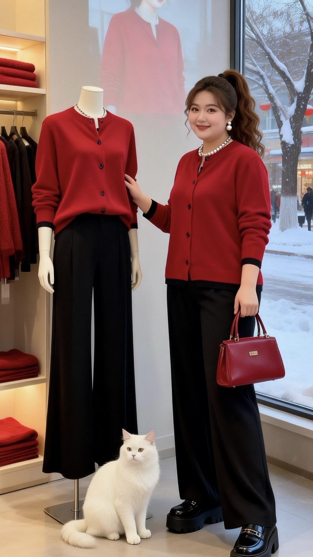 脱下外套也体面的秋冬内搭胖妹妹红色系新年穿搭来咯肉肉女孩的冬季有效穿搭...