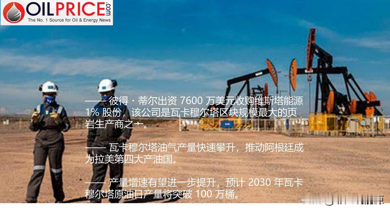 硅谷传奇创业者彼得・蒂尔斥资 7600 万美元押注阿根廷瓦卡穆尔塔页岩油气

