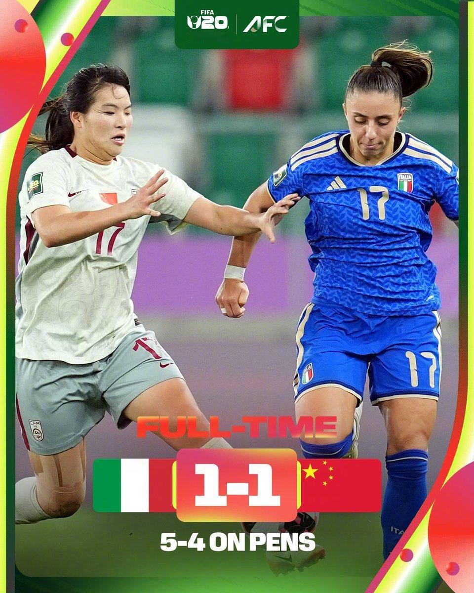 全场比分｜🇮🇹意大利 1-1(5-4) 中国🇨🇳35' 阿皮亚帮助意大利