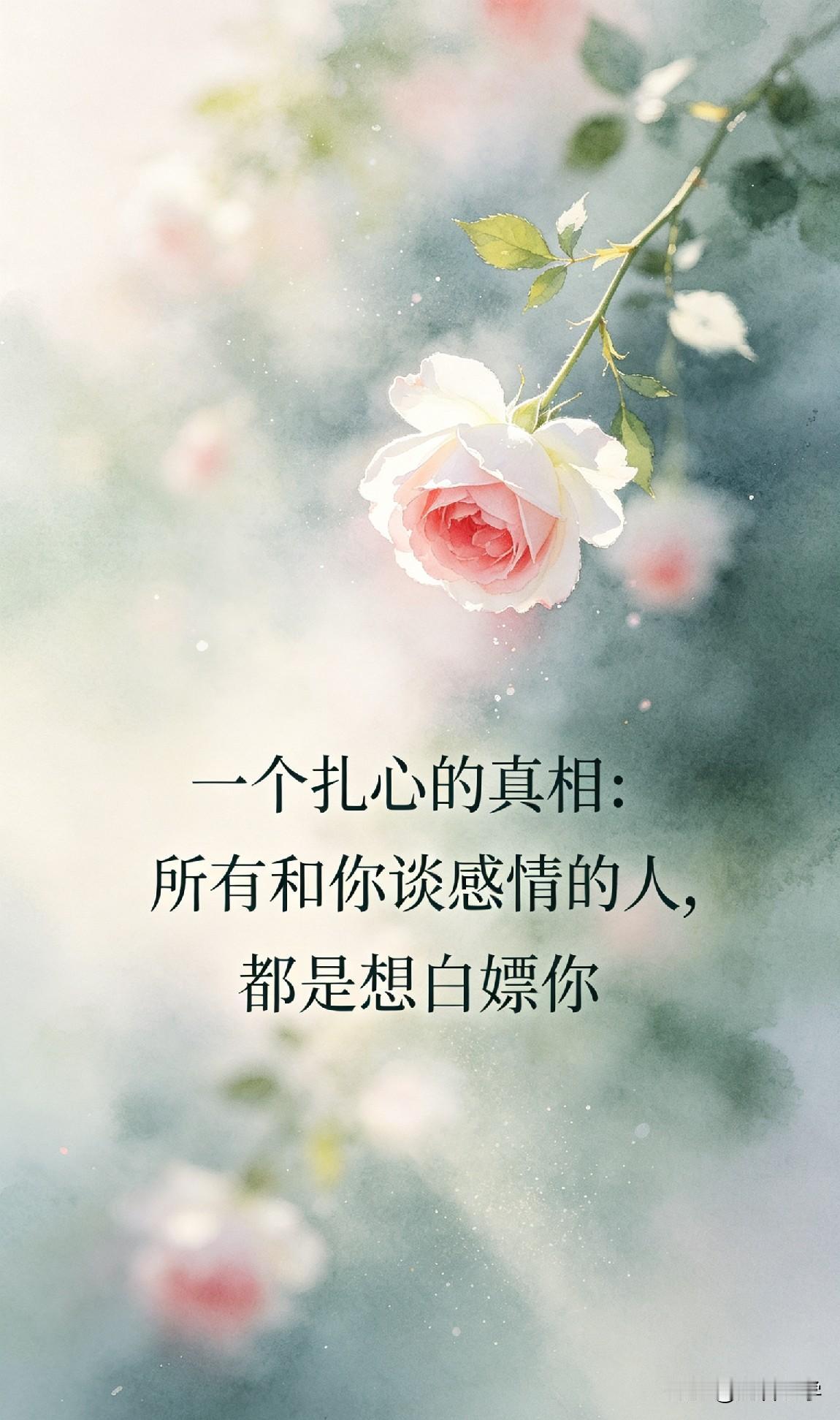 一个扎心的真相：所有和你谈感情的人，都是想白嫖你。

网上有个很扎心的段子：“跟
