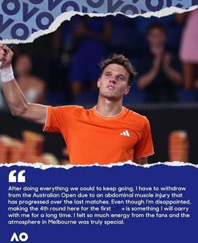 原本要在澳网男子第四轮进行的一场的德约科维奇与捷克新星的门希克比赛，由于门希克宣