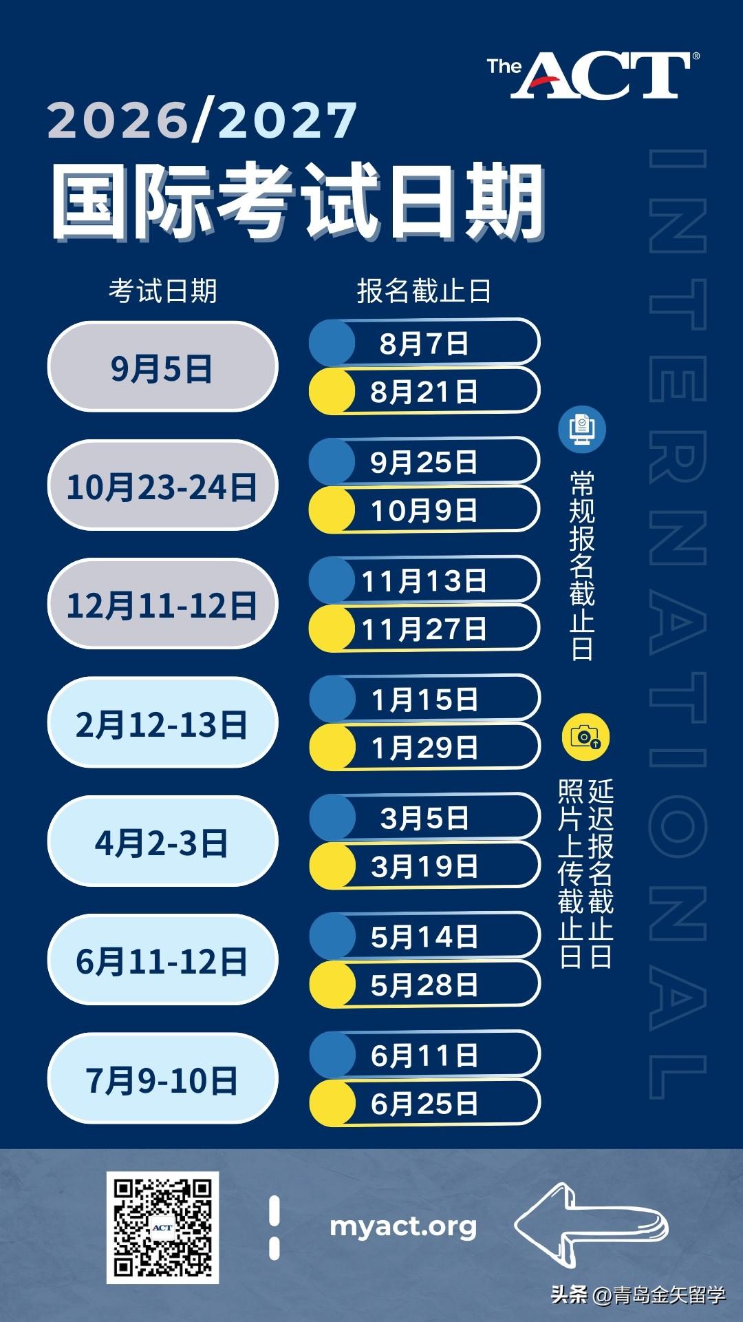 ‼26年留学标化考试日历｜雅思/托福/SAT/ACT/GRE/A-L考试安排，需