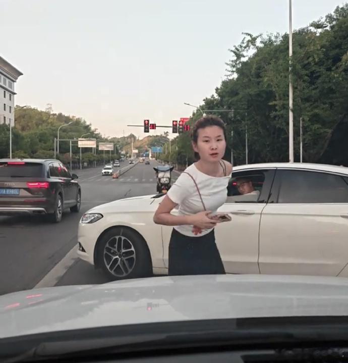 女子挡路加塞后吐口水挑衅这种事还真是没有啥办法就算后面交警介入也就是扣个1—3分