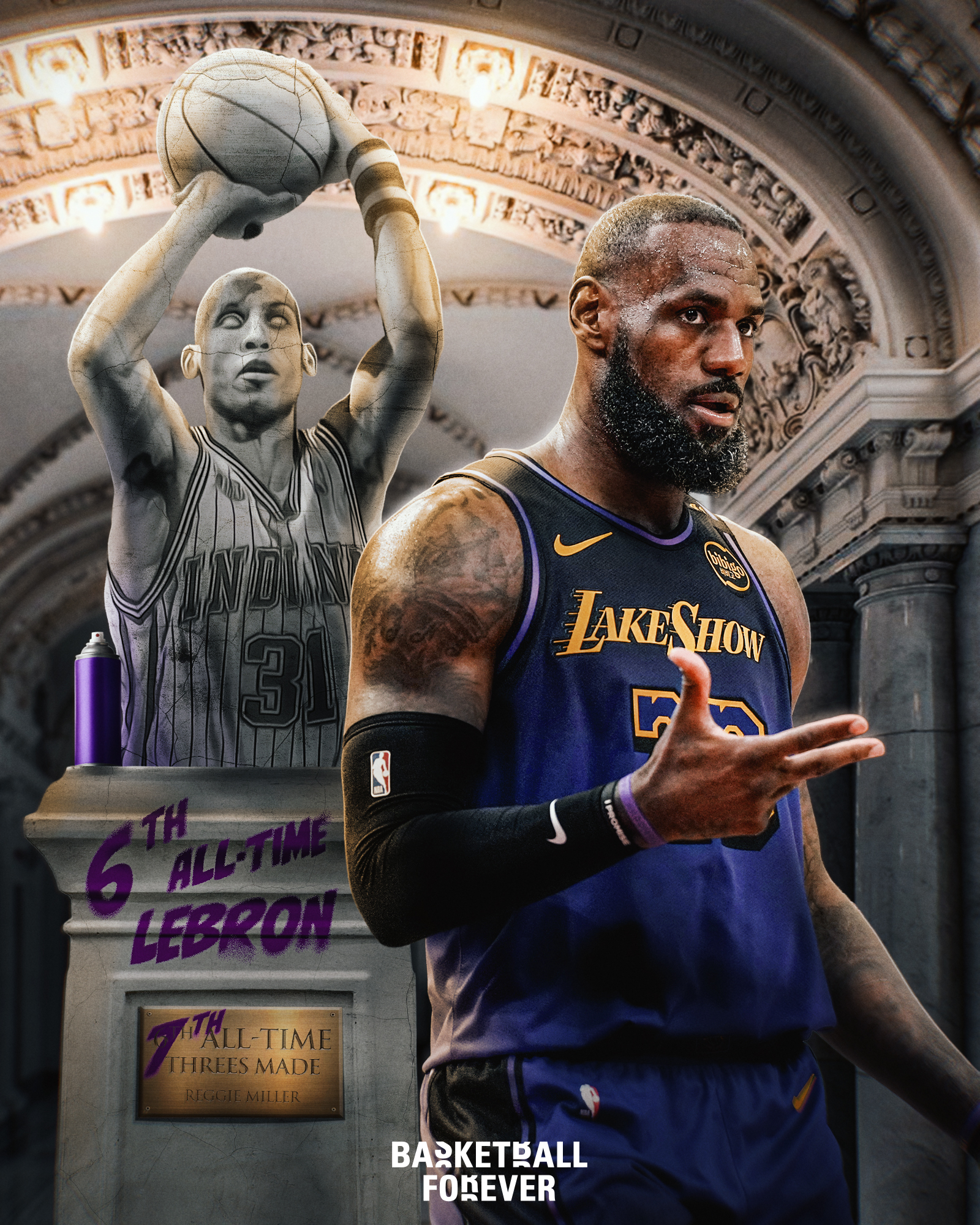 老詹三分超越米勒位列NBA历史第六乔治和马卡给我看傻了还好小破湖第二节回暖了第三