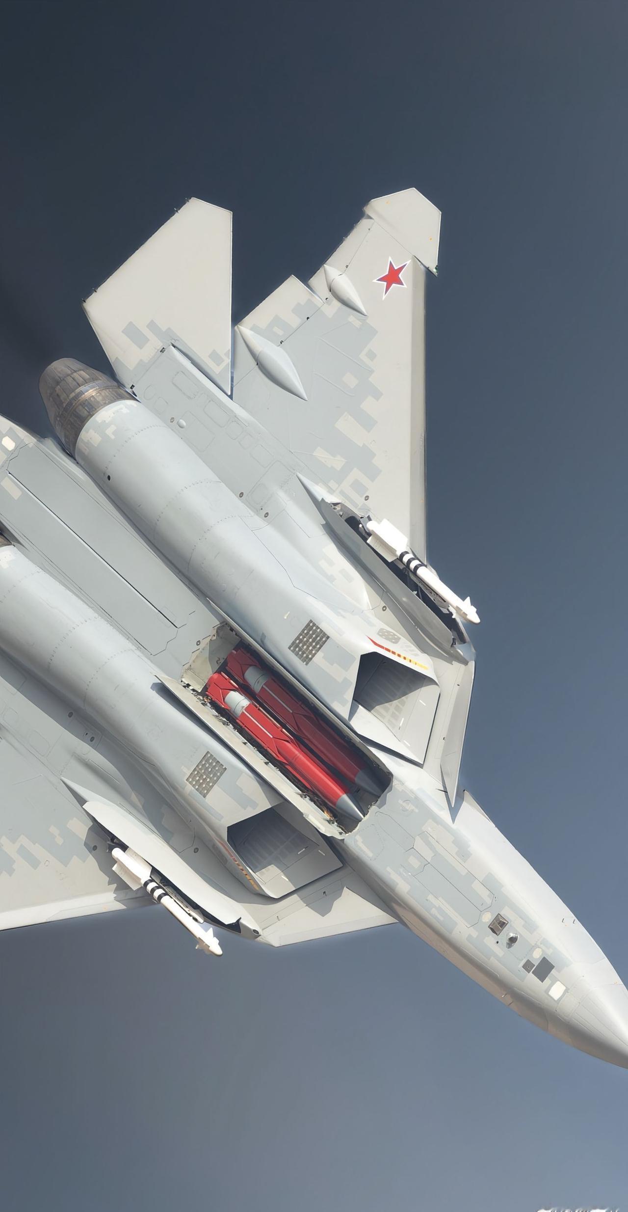 2025迪拜航展上进行表演的俄罗斯第五代苏57战斗机。
2025迪拜航展苏57战