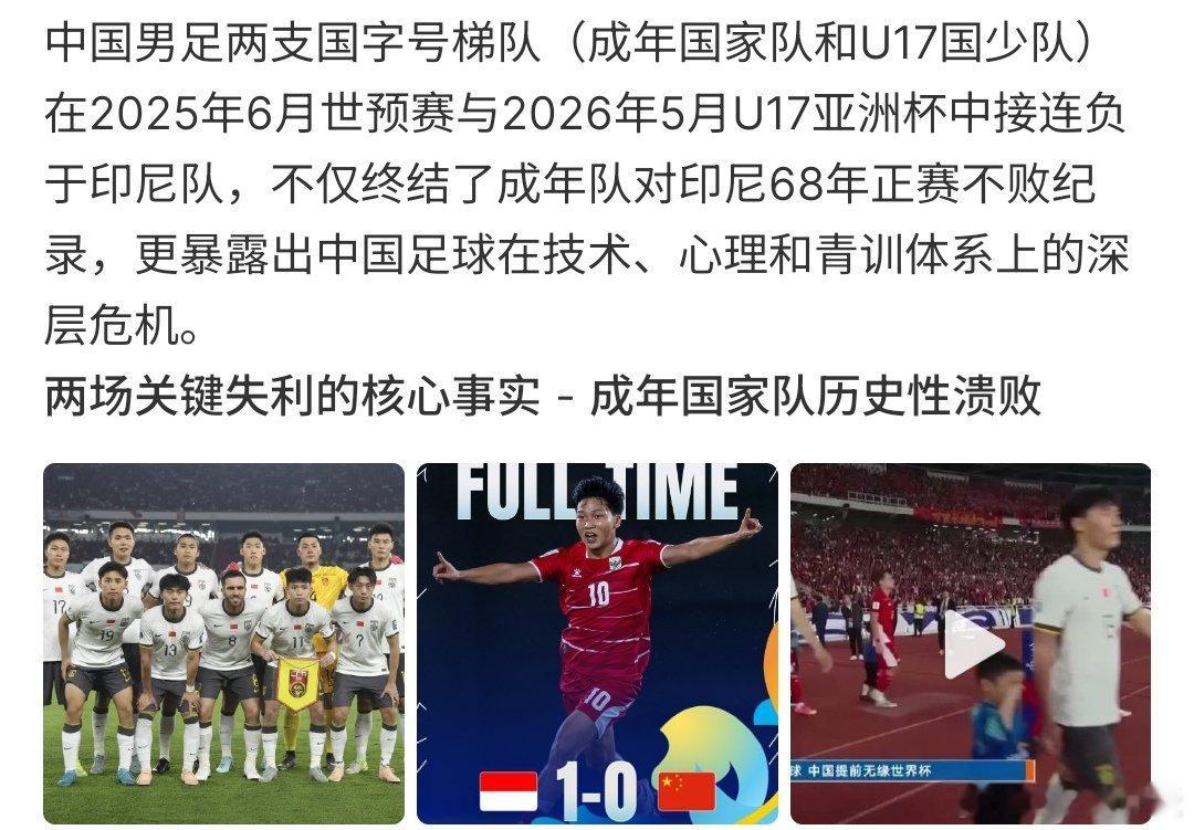 国字号男足1年内两次输给印尼队国字号男足1年内两次输给印尼队，国足在2025年6