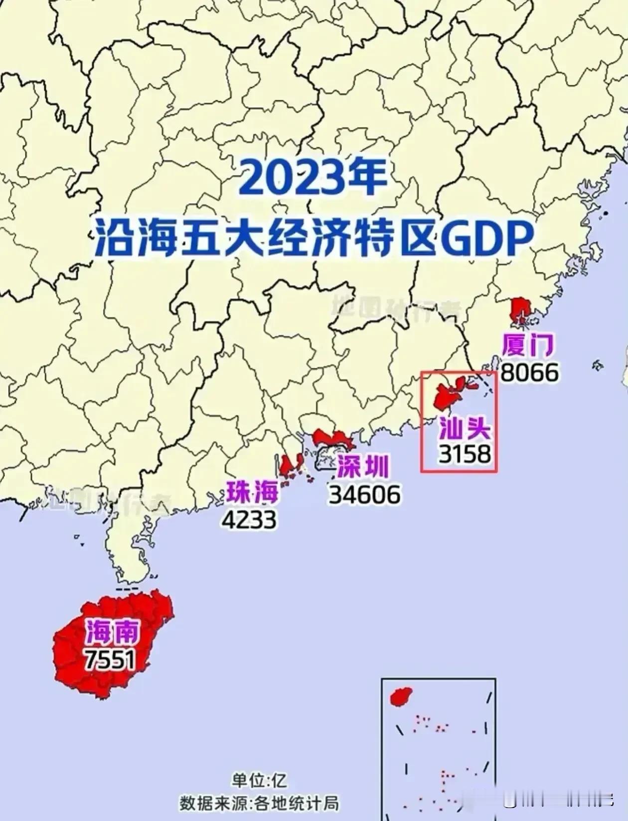 2023年沿海五大经济特区GDP数据，沿海五大经济特区在经济方面还得看深圳，20