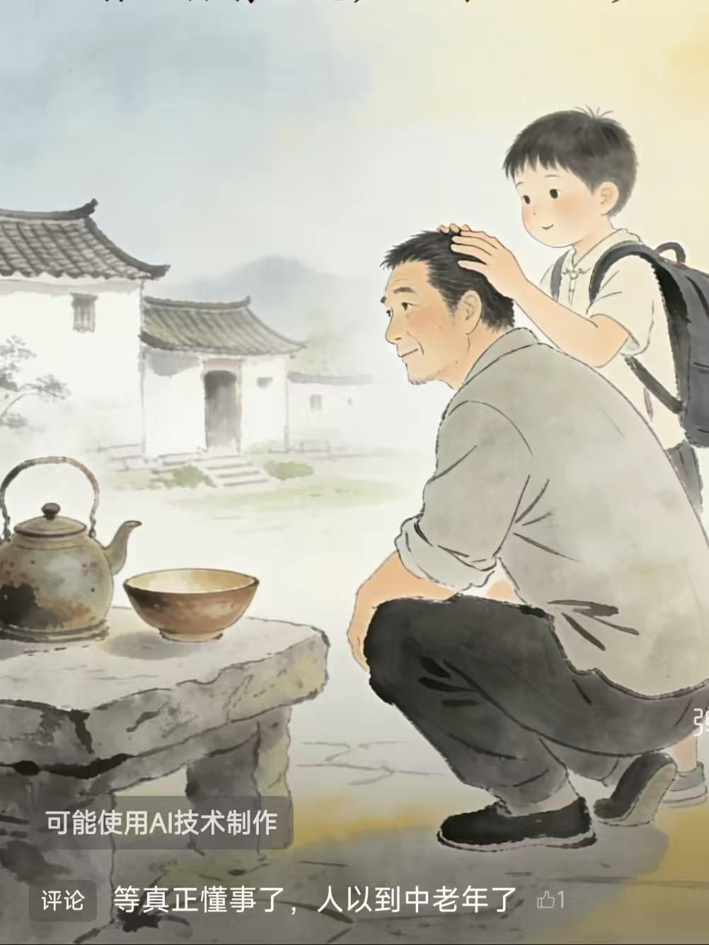 塞鸿秋·为人父
少时总觉父肩宽，
曾言可撼千重山。
今为父了方知浅，
流光催得步