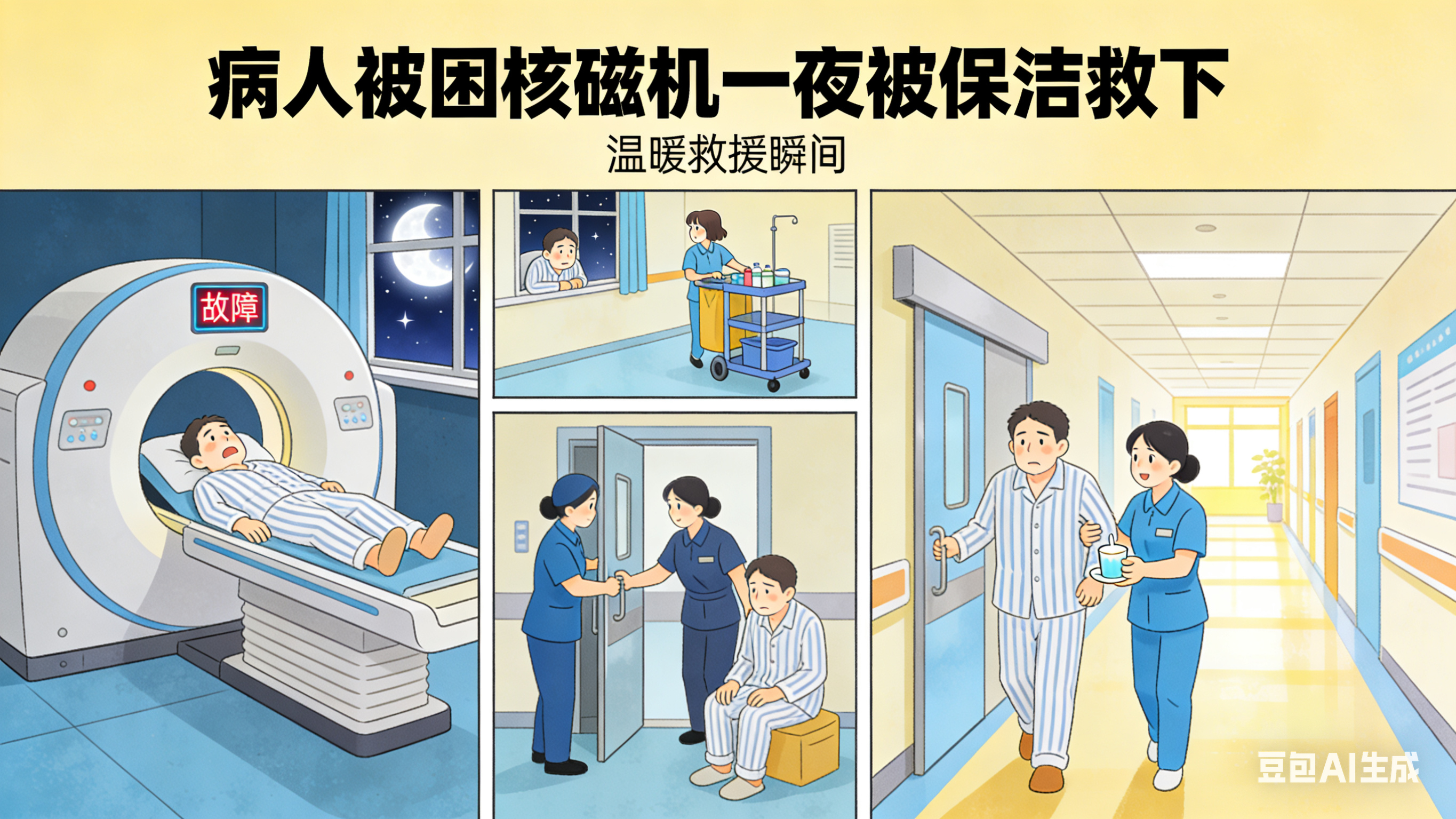 病人被困核磁机一夜被保洁救下 这个医生也太荒唐了，把病人就这样落在那里自己下班了