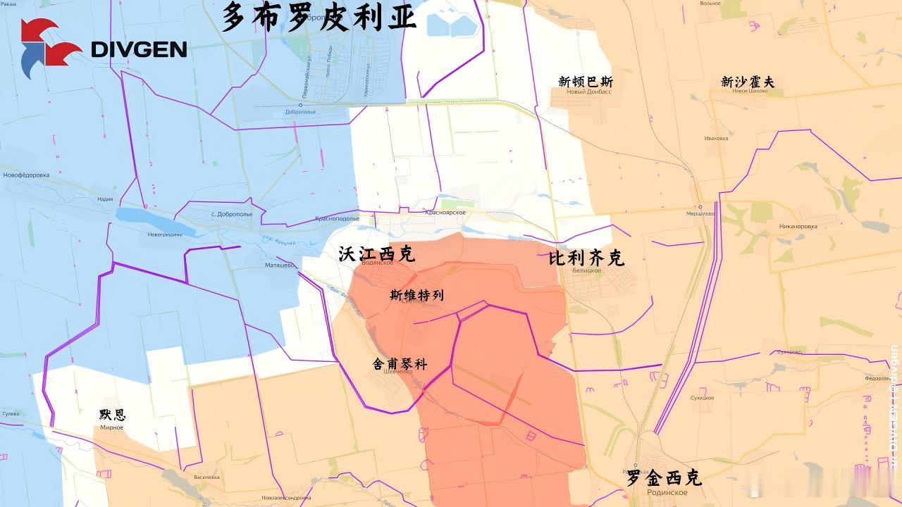 这是红军村以北三十个小时的进展来源：DIVGEN 🚩 Карта СВО普京与