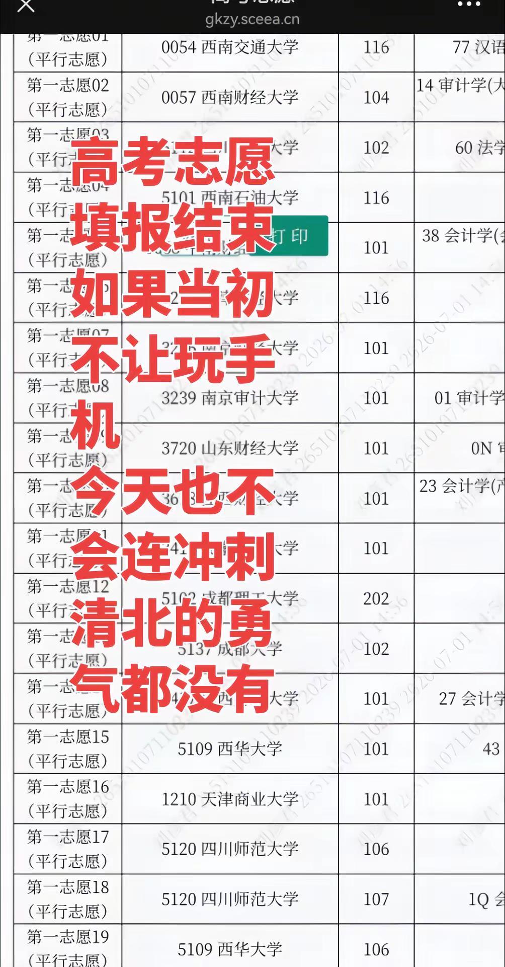 高考志愿填报结束如果当初不让玩手机今天也不会连冲刺清北的勇气都没有高考 高考志愿